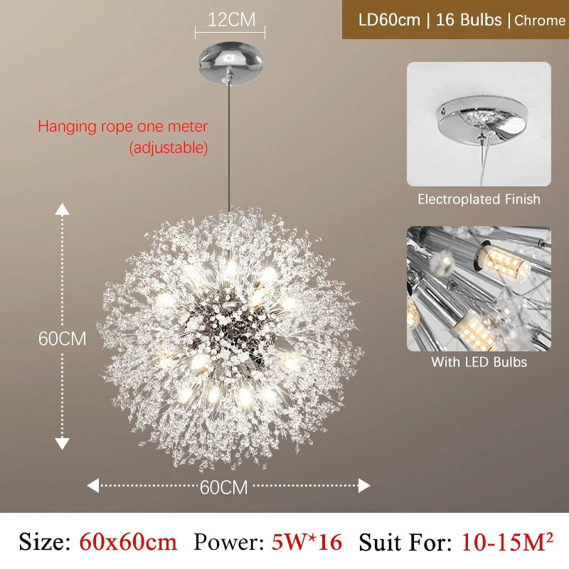 Kronleuchter LED Kristall Luxus - Modernes Design aus verchromtem Metall, LED G9, Elegant und Raffiniert
