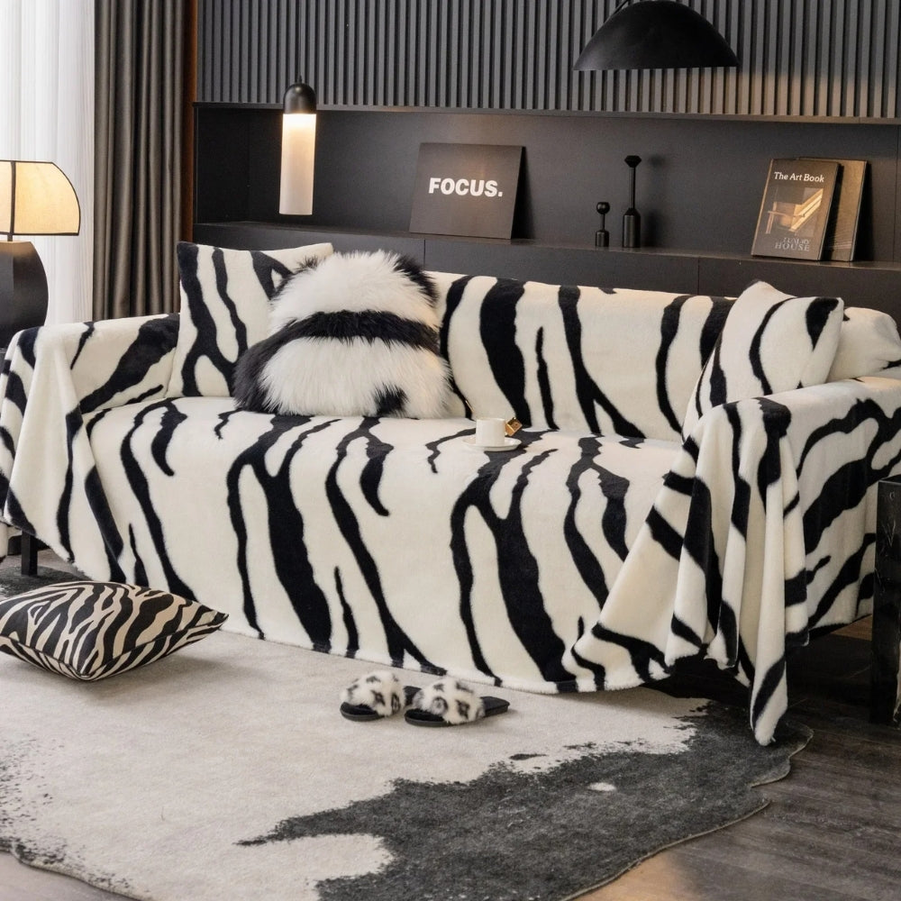 Wild Stripes Zebra Fleece Sofa Bezug