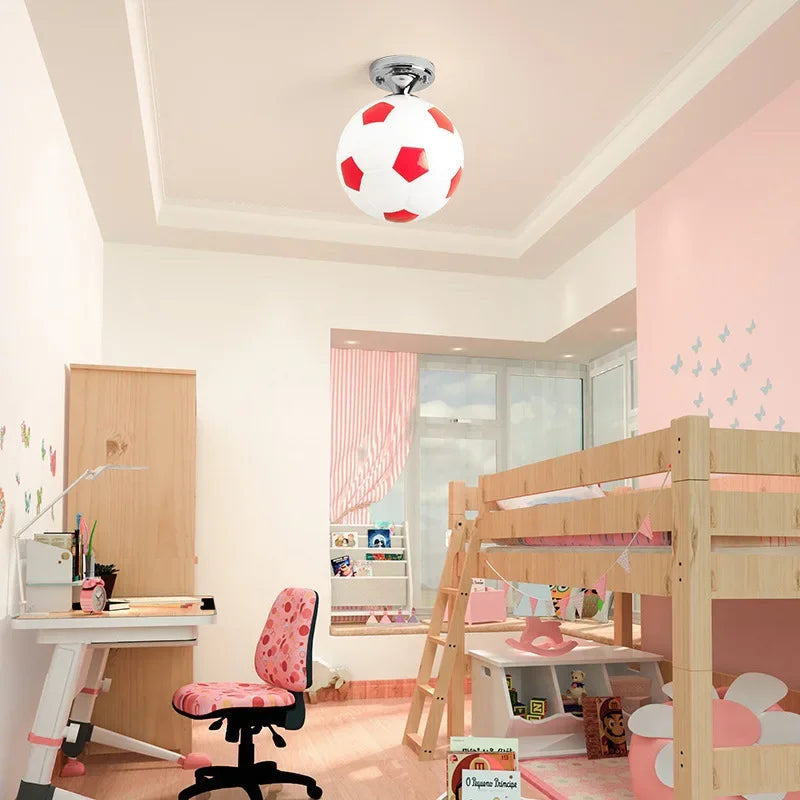 Garduru – Fußball-Deckenleuchte für Kinderzimmer mit dimmbarer LED & bruchsicherer Glaskugel