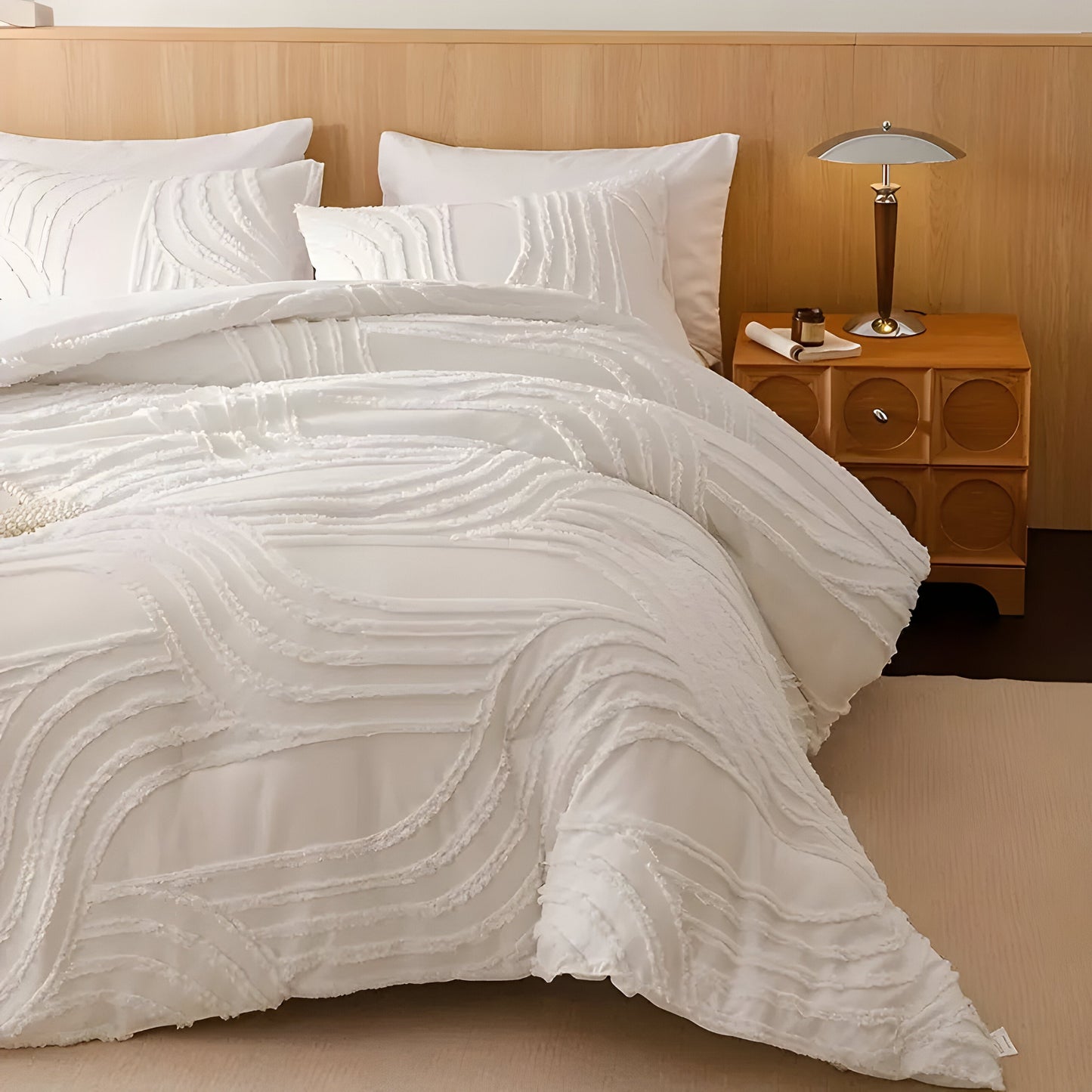 Garduru Duvet Set - 3pcs Luxus Streifen Schnitt Bettbezug