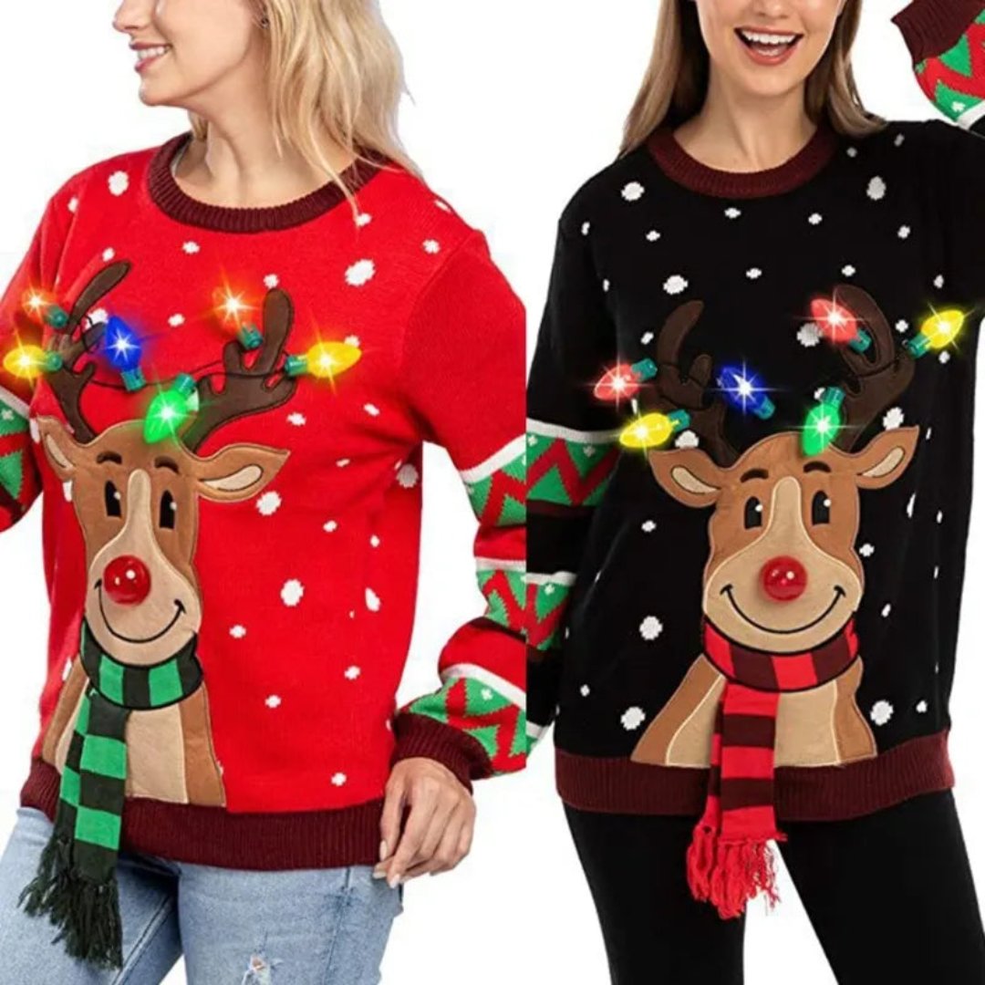 Garduru - Weihnachtspullover mit LED & Rentier-Motiv für die Feiertage