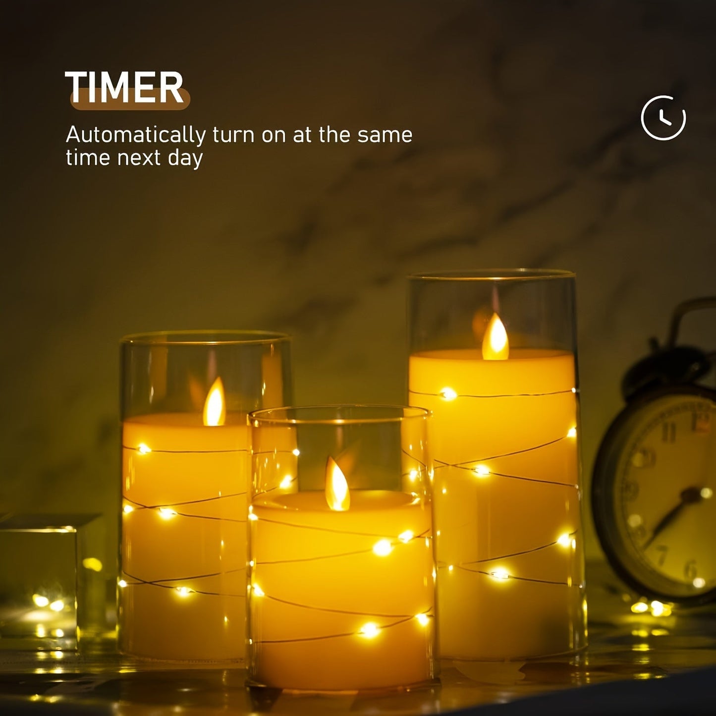 3-teilig Romantische LED Kerzen mit Fernbedienung - Einstellbare Helligkeit und Timer-Funktion, Ideal für Partys, Hochzeiten und Hotel Dekoration