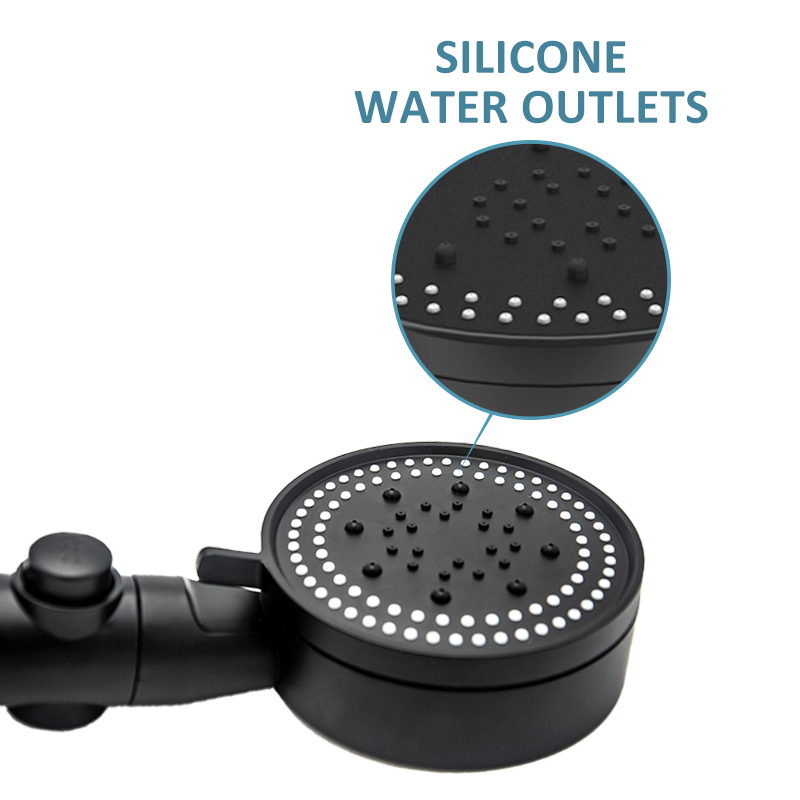 Duschkopf Wassersparend Schwarz 5 Modi Verstellbar Hochdruck Dusche Ein-Knopf Stopp Wasser Massage Eco Dusche Badezimmer Zubehör