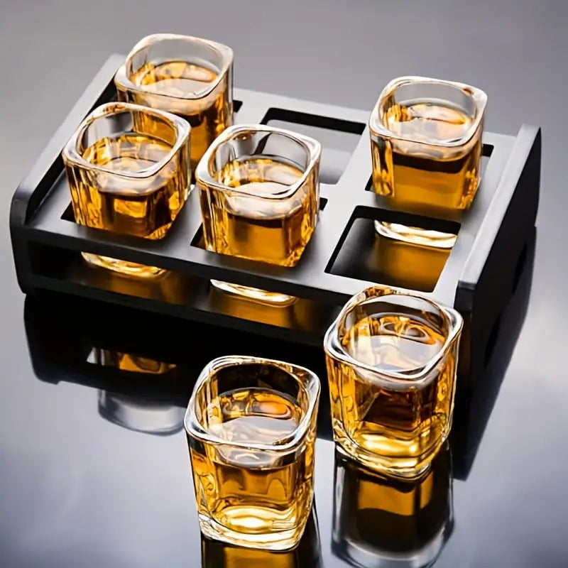 SpiriLux – Luxus Whiskey Gläser Set mit mattschwarzer Servierschale für stilvollen Genuss
