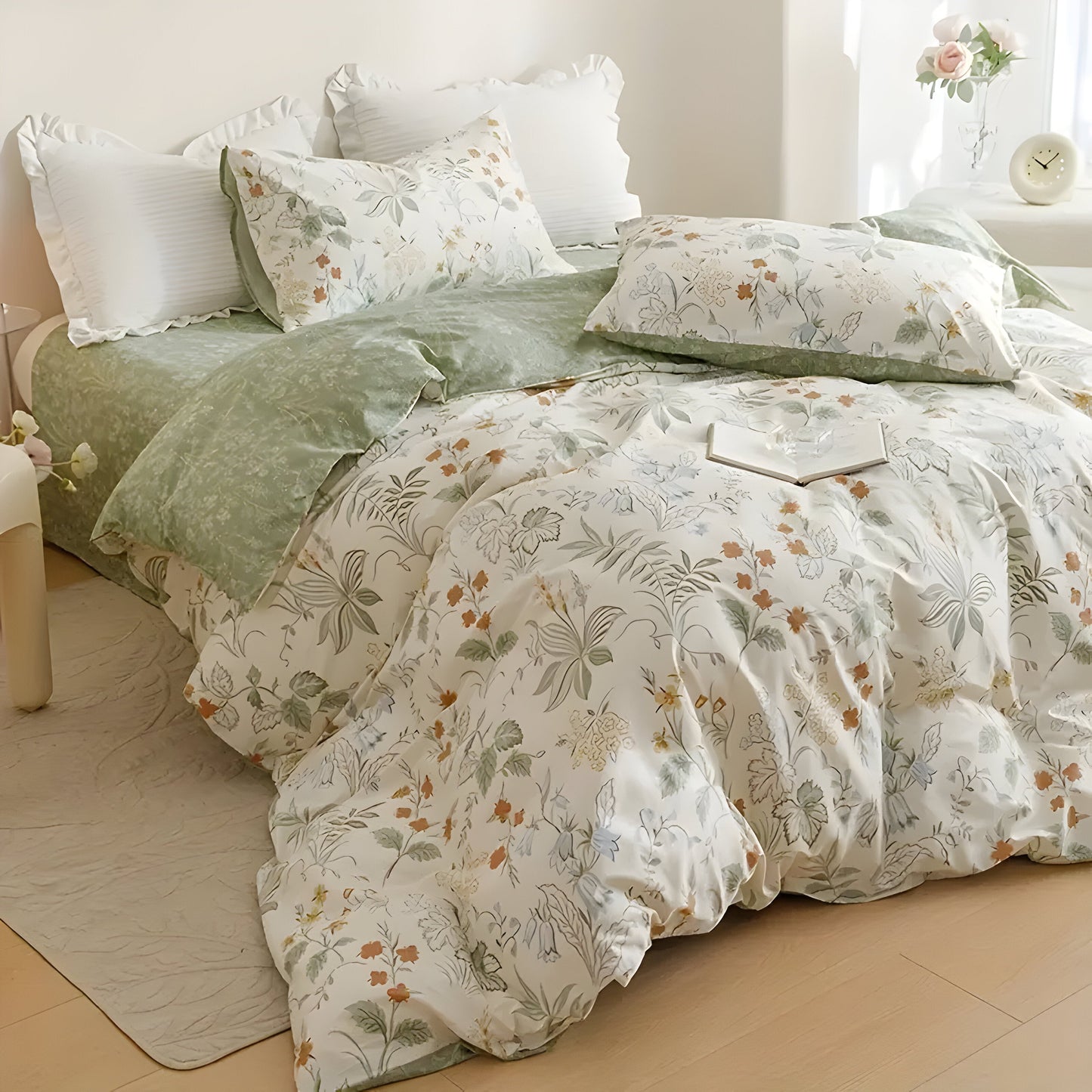 Garduru Bettdecken-Set - 3-teiliger Floral-Bettdeckenbezug