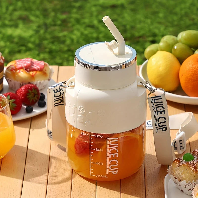 2in1 Flaschen Mixer mit Trinkhalm 800ml - Perfekt für Unterwegs!