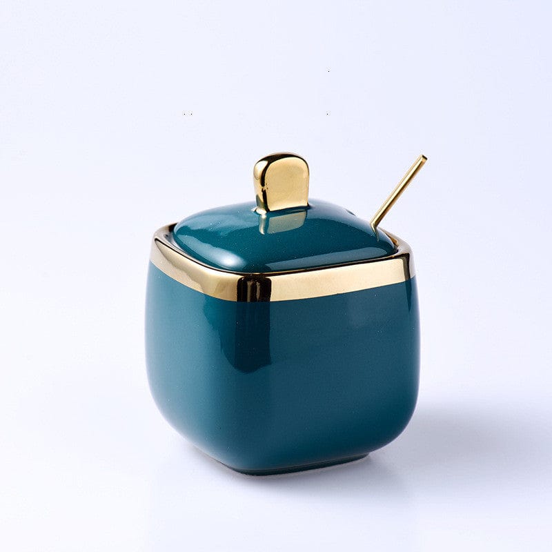 Dunkelgrüner keramischer Salz-Zucker-Behälter Würzflasche Phnom Penh Würztopf