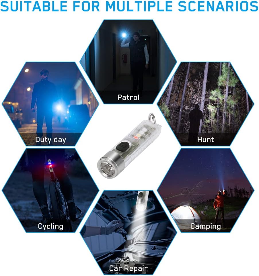 Rayvia Kompakte Wiederaufladbare Schlüsselanhänger Taschenlampe 400 Lumen