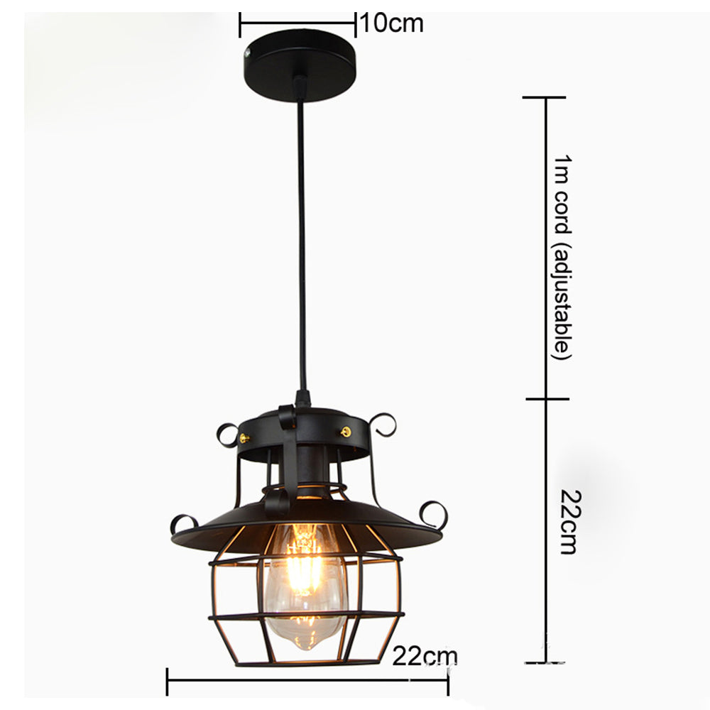 Pendelleuchte Industriel Schwarze Metallkäfiglampe