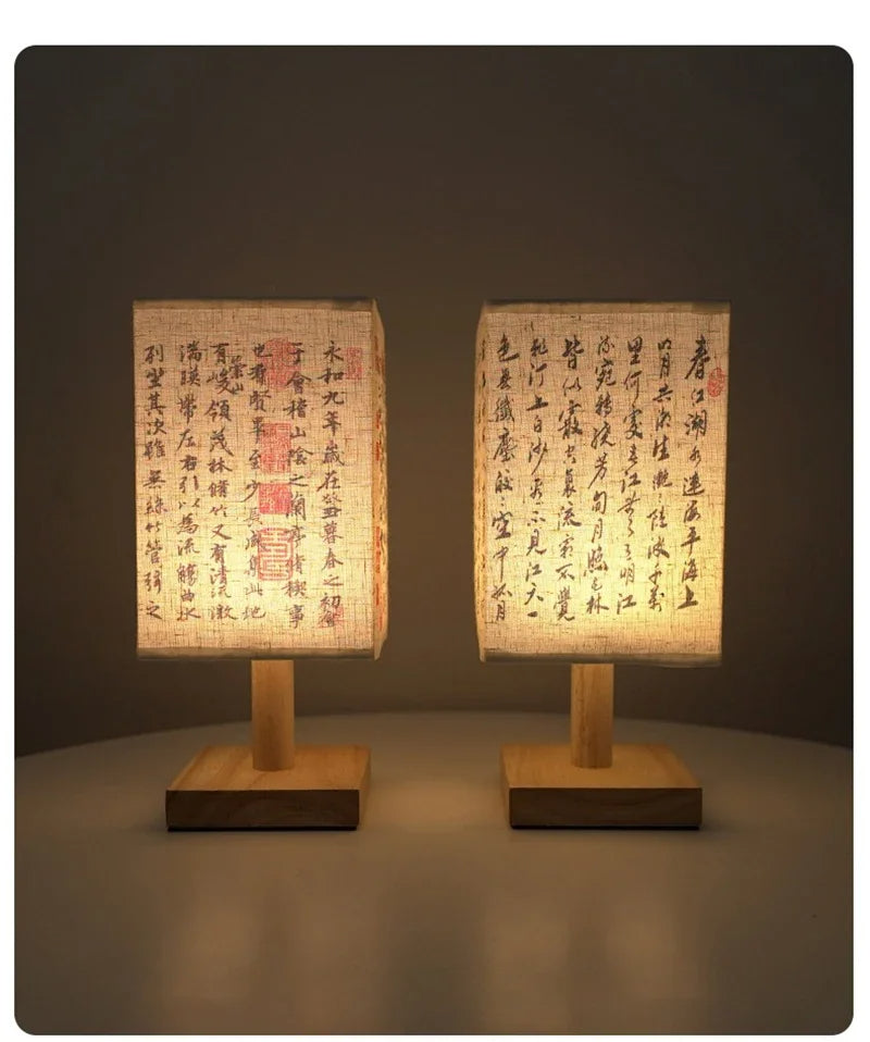 Garduru Tischlampe mit Stoffschirm | Dimmbares Nachtlicht im chinesischen Stil | Elegante Nachttischlampe & Schreibtischlampe - Konsta