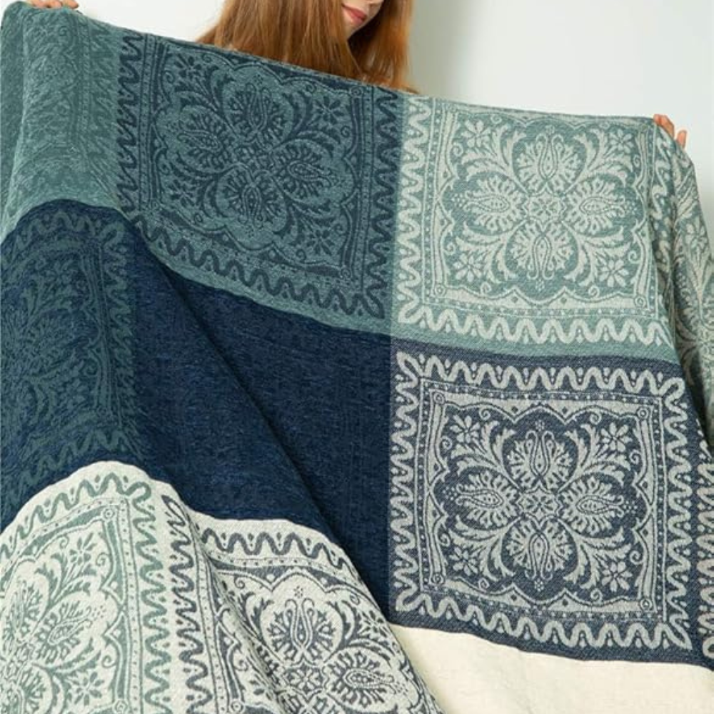 Floral Quasten Strick Bohemian Decke