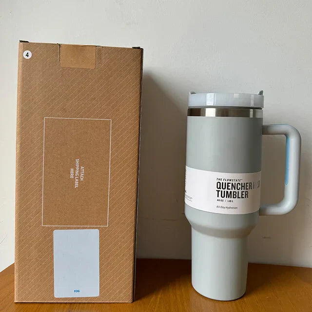 40 Oz Isolierter Edelstahl Reisebecher mit Henkel, Auslaufsicherem Deckel & Strohhalm
