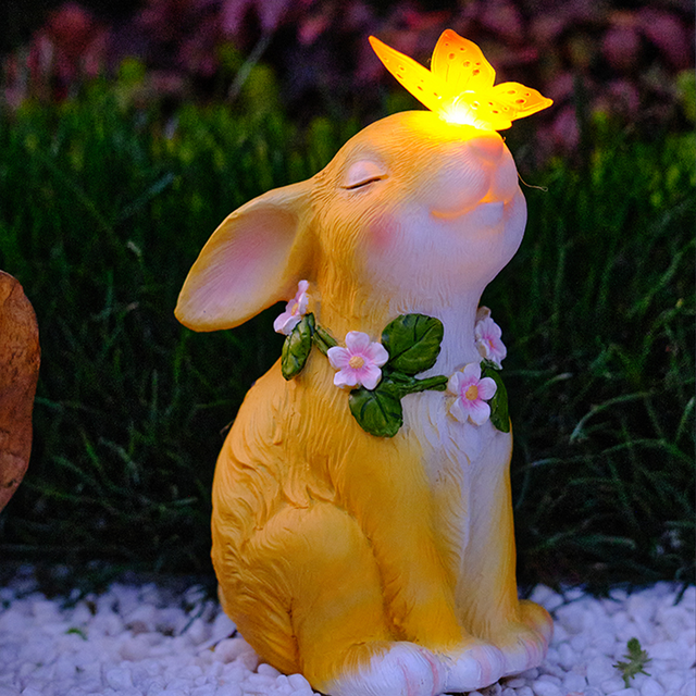 Solare Skulptur Lampe mit Hasenmotiv