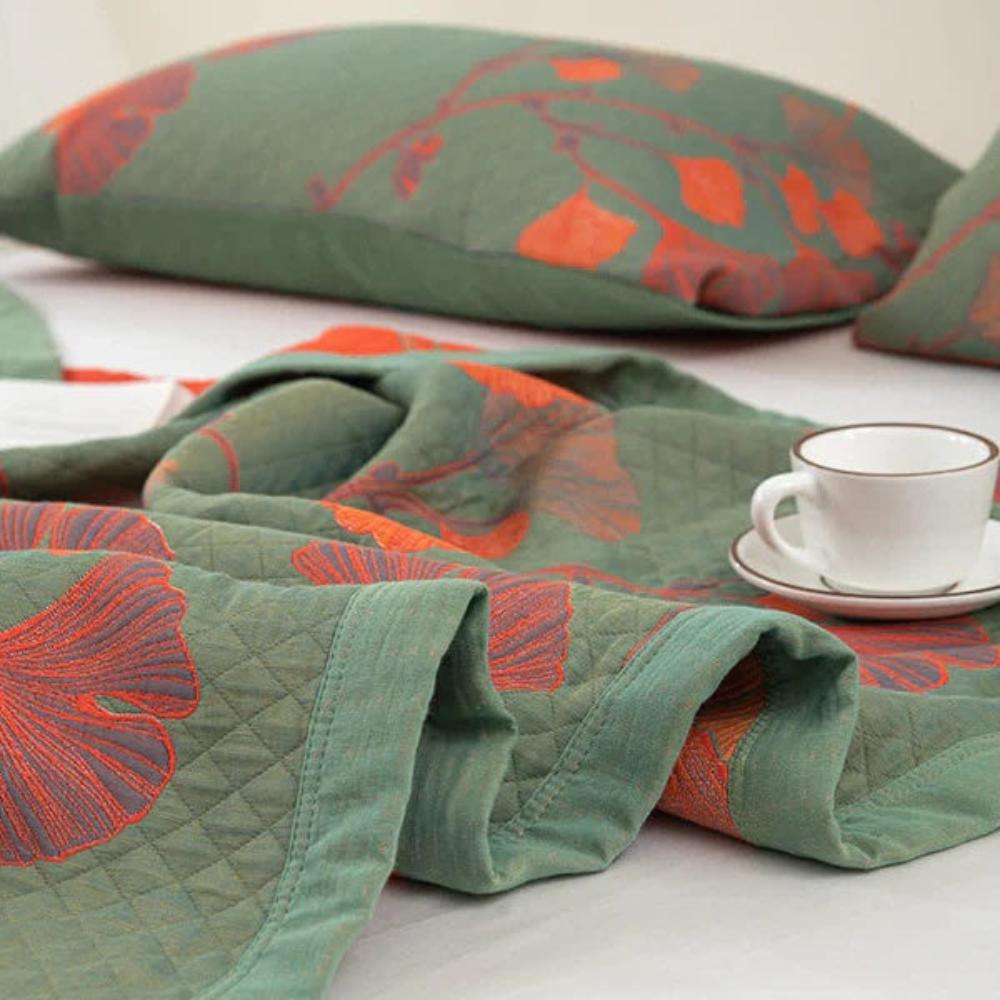 Ginkgo Orange Leaf Floral Pattern Decke