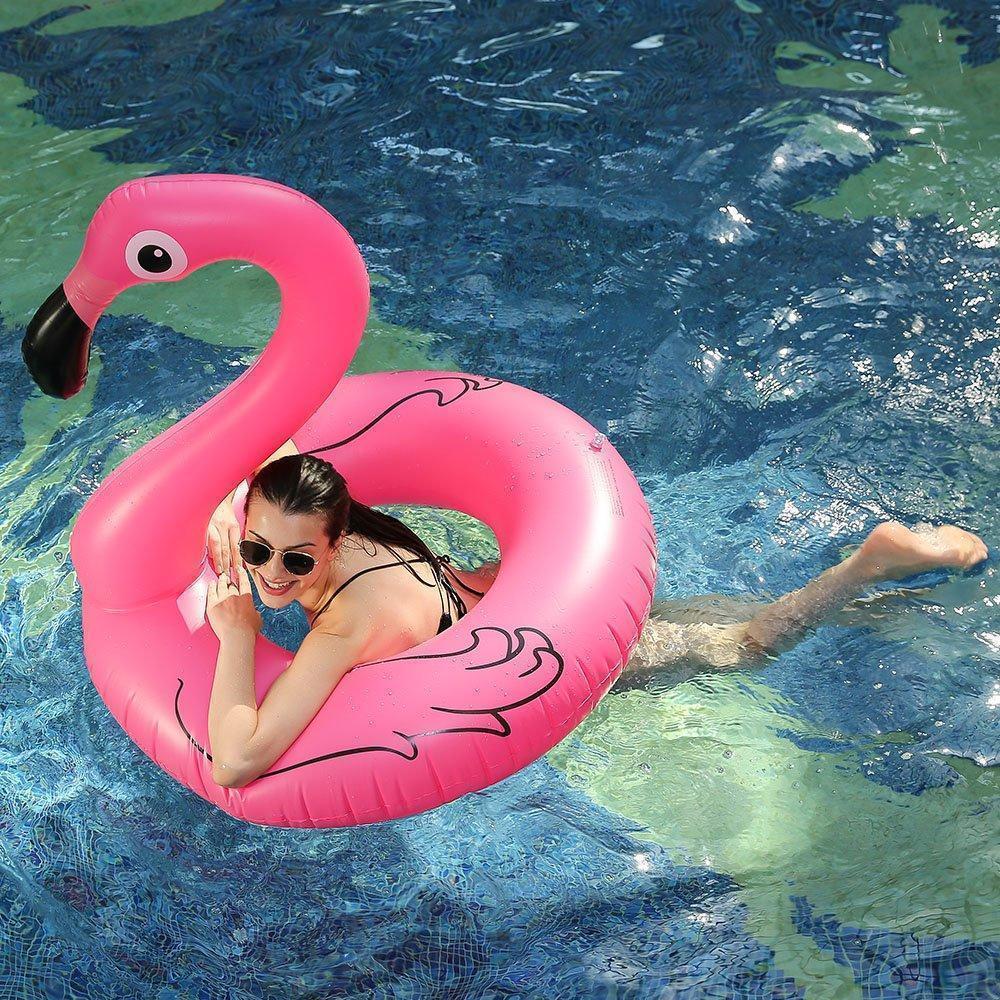 Garduru Flamingo Pool-Schwimmring | Aufblasbarer XXL Schwimmreifen | Sommer-Pool-Spielzeug | Party-Deko