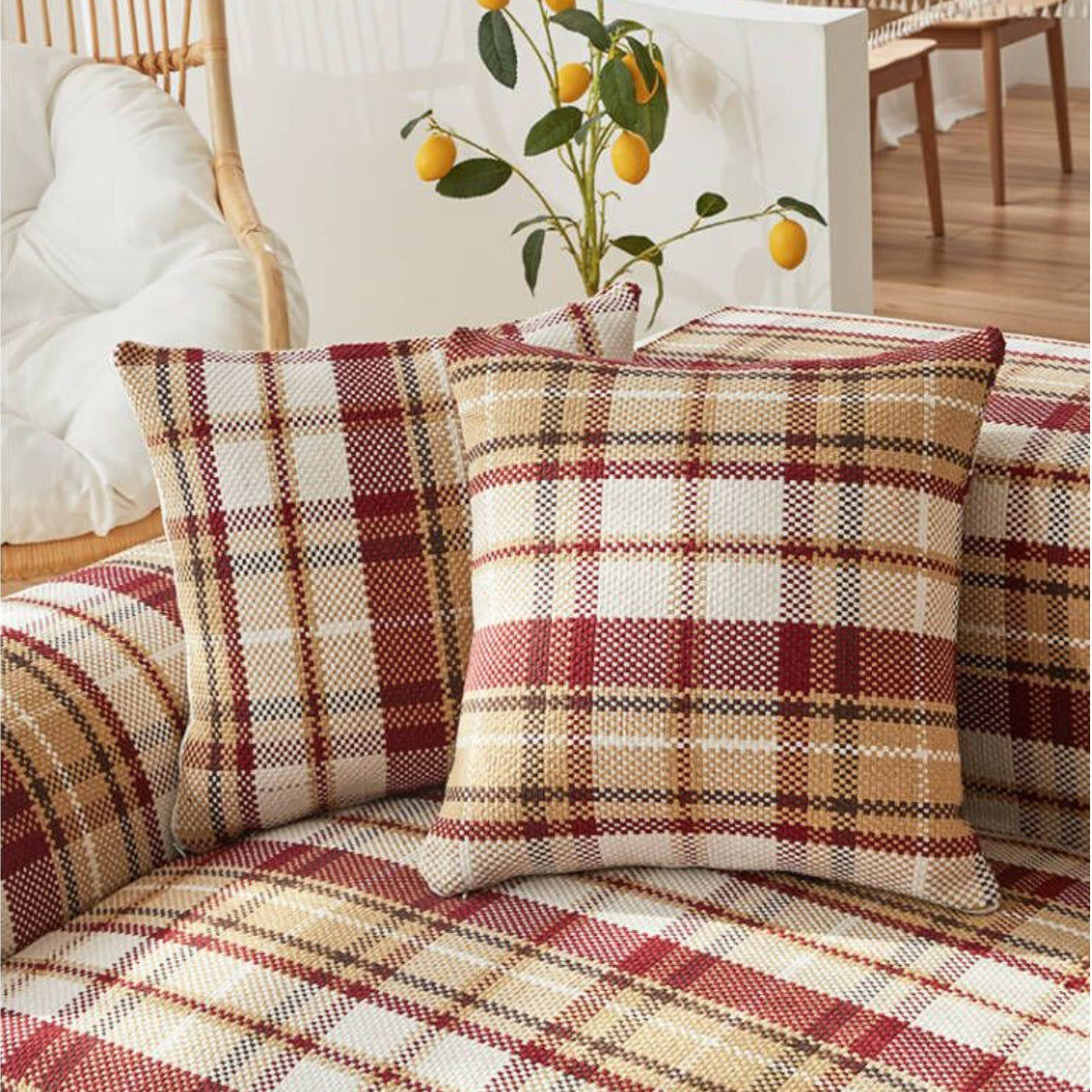 Baumwoll-Leinen-Webung Schottisches Plaid Sofa-Couchbezug