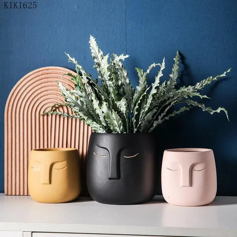 ZenVase – Luxus Keramische Schlafendes Gesicht Blumenpott mit Abstrakter Eleganz