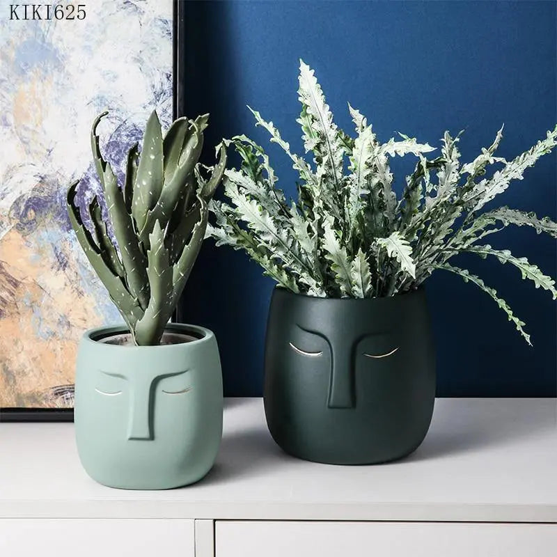 ZenVase – Luxus Keramische Schlafendes Gesicht Blumenpott mit Abstrakter Eleganz