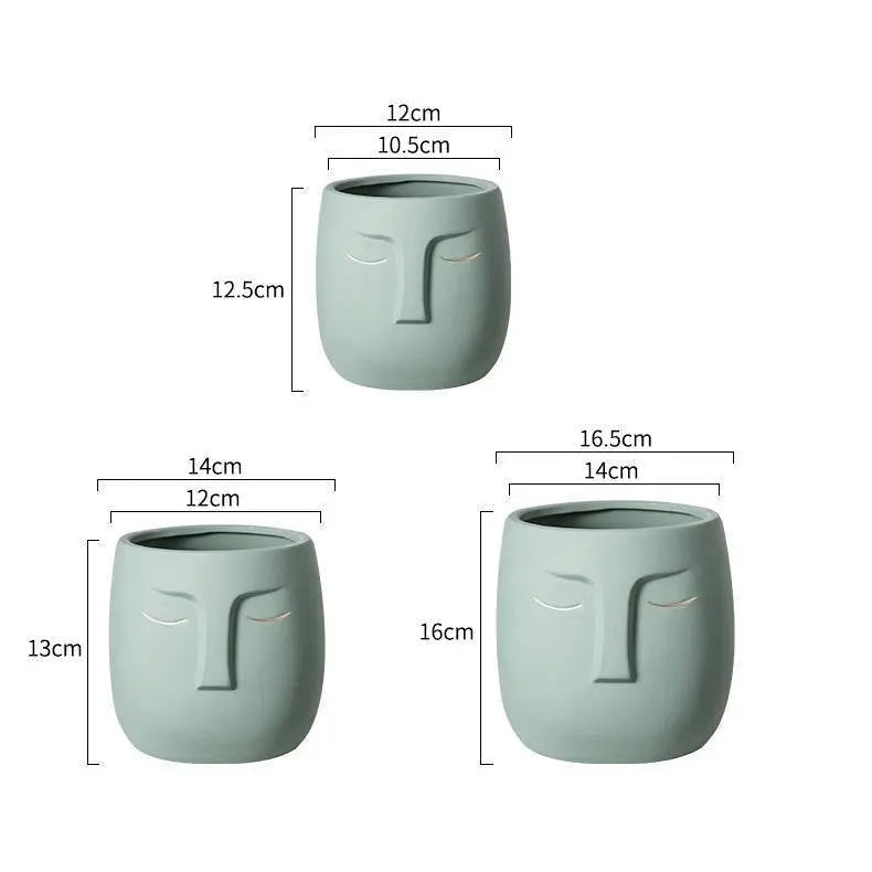 ZenVase – Luxus Keramische Schlafendes Gesicht Blumenpott mit Abstrakter Eleganz