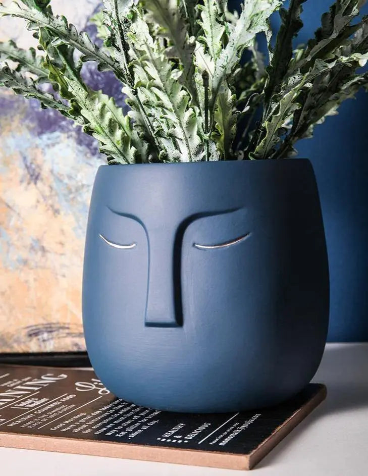 ZenVase – Luxus Keramische Schlafendes Gesicht Blumenpott mit Abstrakter Eleganz