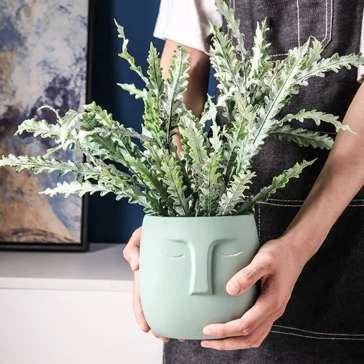 ZenVase – Luxus Keramische Schlafendes Gesicht Blumenpott mit Abstrakter Eleganz