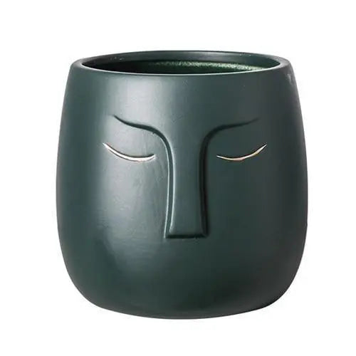ZenVase – Luxus Keramische Schlafendes Gesicht Blumenpott mit Abstrakter Eleganz