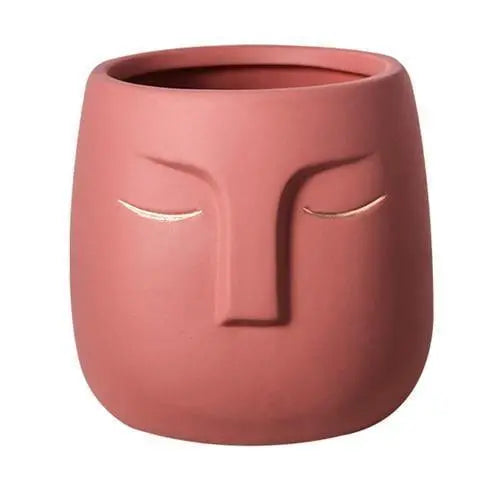 ZenVase – Luxus Keramische Schlafendes Gesicht Blumenpott mit Abstrakter Eleganz