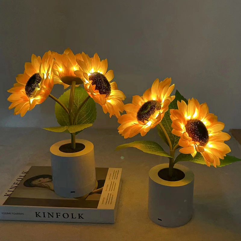 Leuchtende Sonnenblumenlampe – Natürlicher Glanz und Florale Eleganz