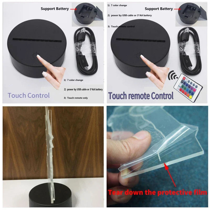 Flugzeug Nachtlicht, 3D Illusion LED Touch Lampe für Kinder, Nachttisch Weihnachtsgeschenk