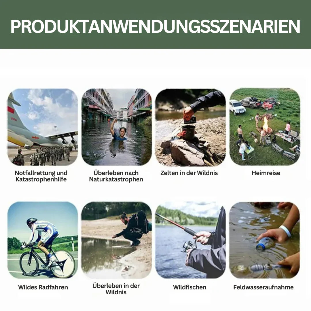 Tragbarer Notwasserfilter mit Trinkflasche – Kompakte Lösung für sauberes Wasser unterwegs