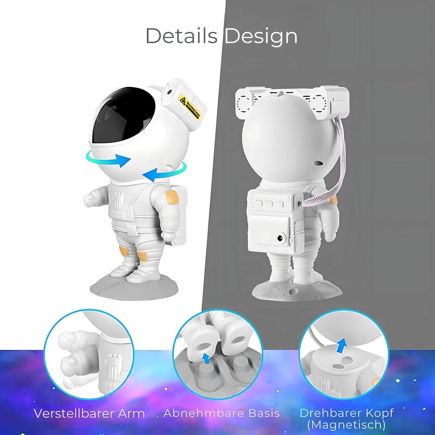 Star Projektor für Zuhause - Magische Astronauten Nachtlampe für Kinder