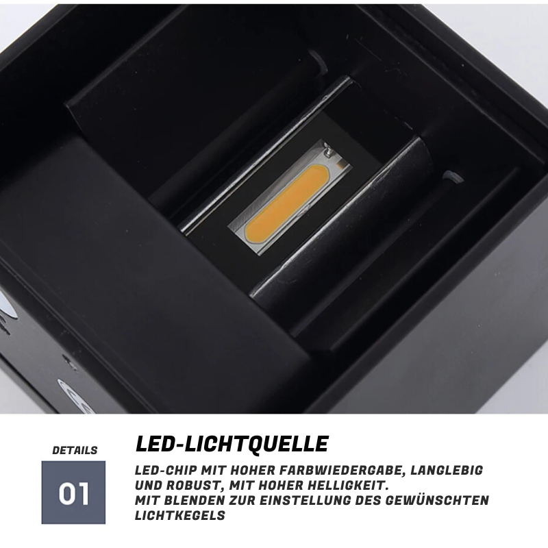 Außenbereich LED-Wandleuchte - Bewegungssensor, Outdoor, Bewegungsmelder, Winkel
