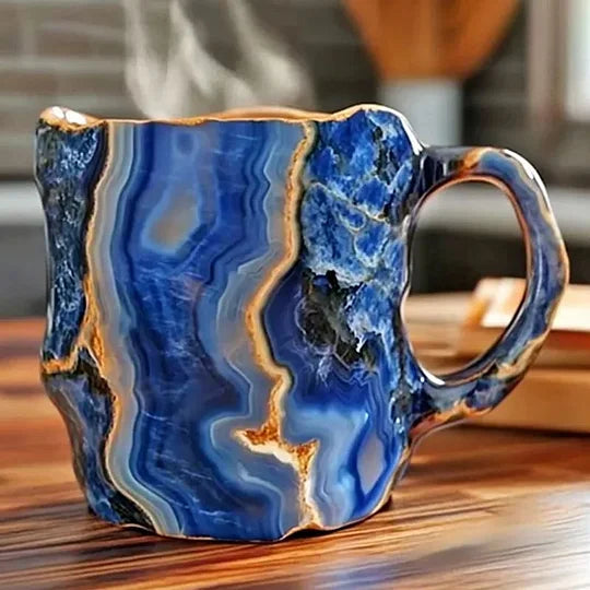 Royallure Elegante Kristall-Achat Kaffeetasse – Einzigartiger handgefertigter Becher für luxuriöses Trinken