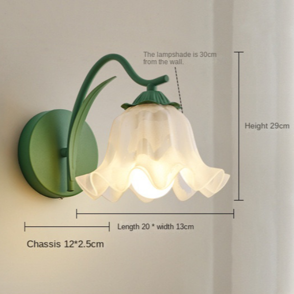 Wandlampe Gartenblumen Retro Französisch - Elegante Wandapplique aus Metall und Acryl