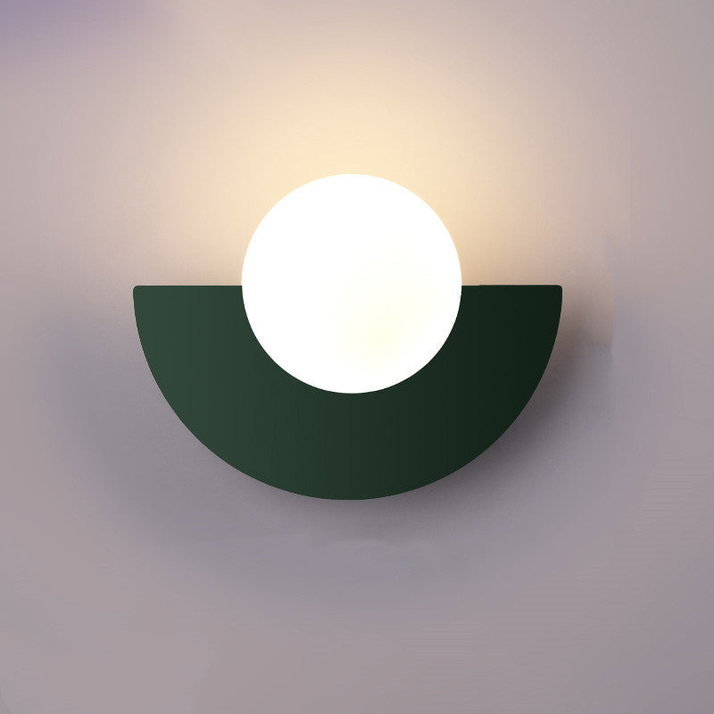 Glas Globe Wandlampe mit bunter Basis