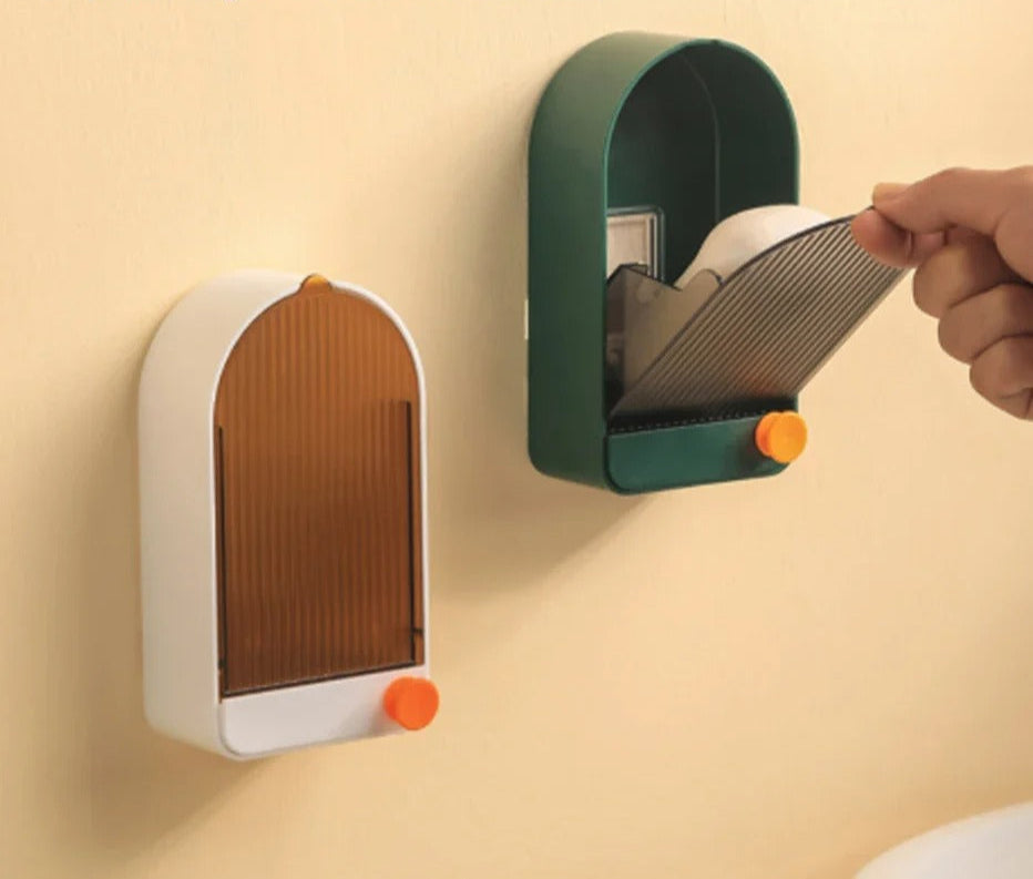 Badezimmer Wand-Seifenschale mit Deckel – Staub- und Wasserdicht – Hygienisch & Praktisch – In Weiß und Orange