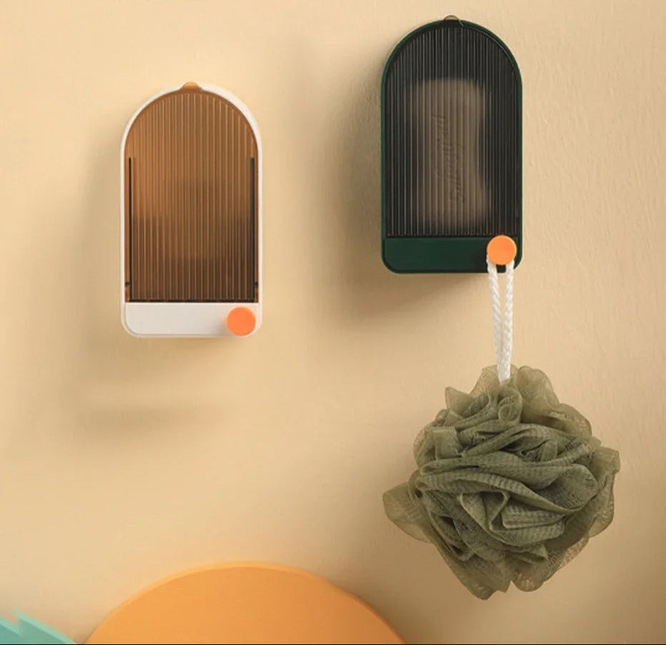 Badezimmer Wand-Seifenschale mit Deckel – Staub- und Wasserdicht – Hygienisch & Praktisch – In Weiß und Orange