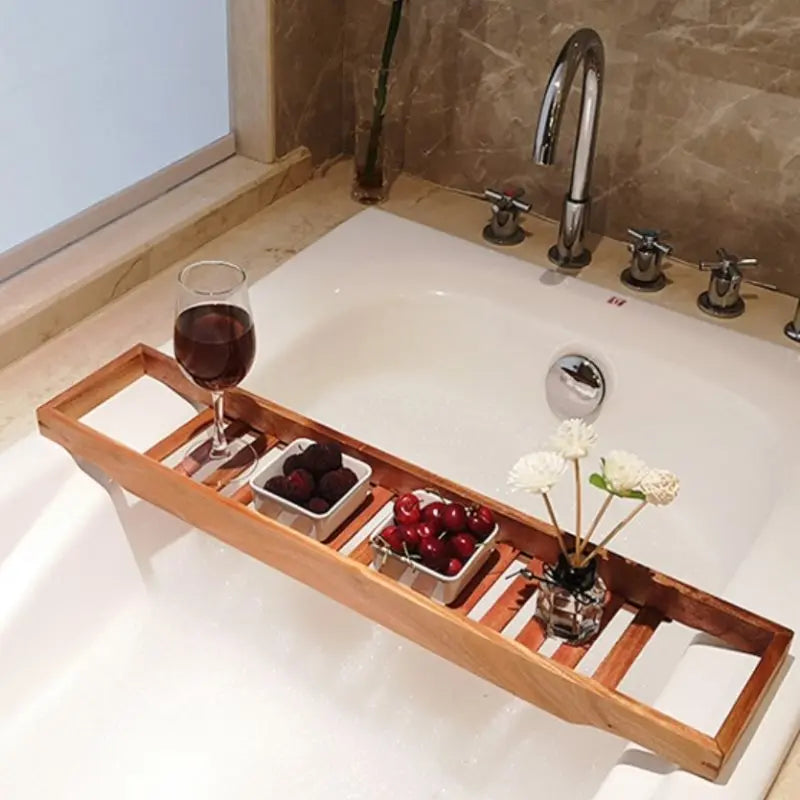 BambooBath Badewannenablage - Ausziehbares Bambus-Badewannenregal
