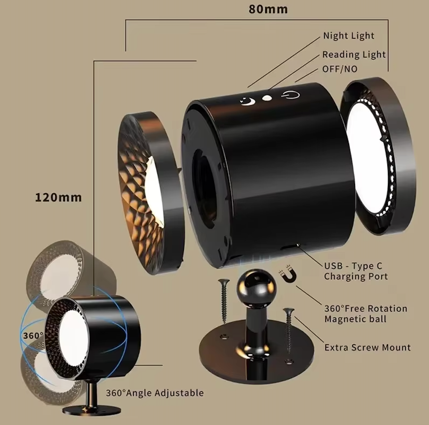 Garduru LED Wandleuchte mit praktischer Touch-Funktion