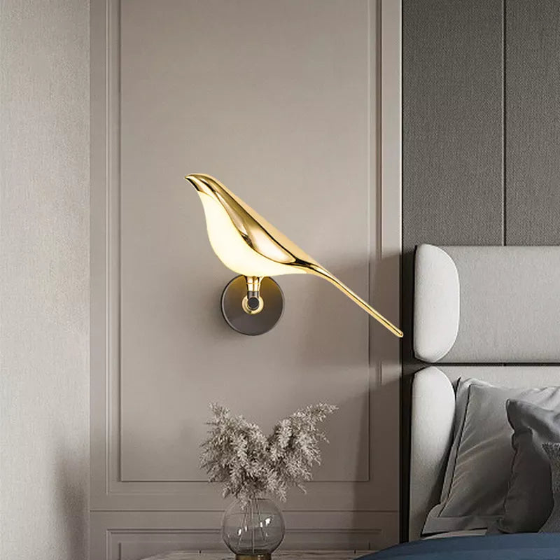 Moderne Vogel Wandlampe - Drehbare Gold LED Wandleuchte