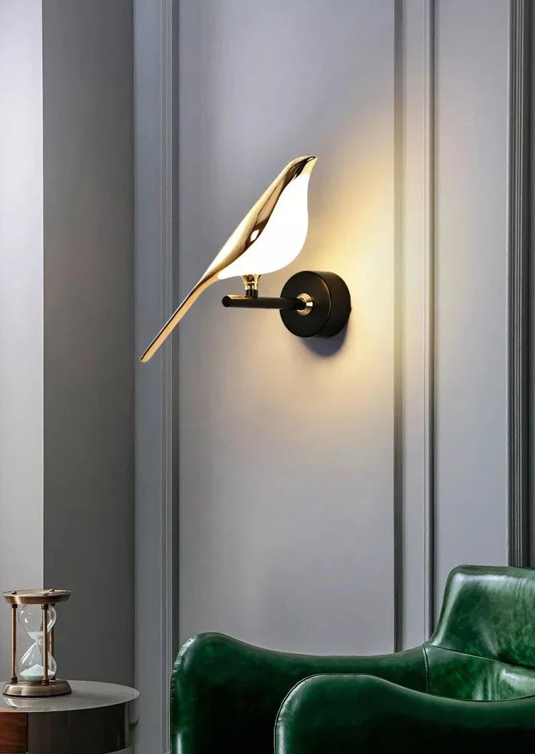 Moderne Vogel Wandlampe - Drehbare Gold LED Wandleuchte