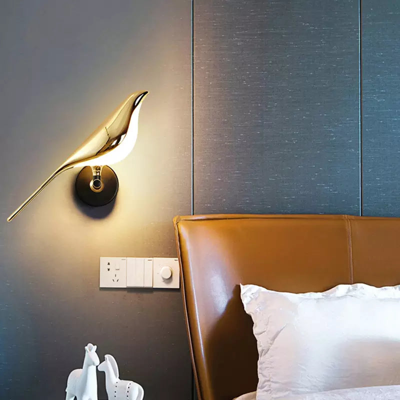 Moderne Vogel Wandlampe - Drehbare Gold LED Wandleuchte