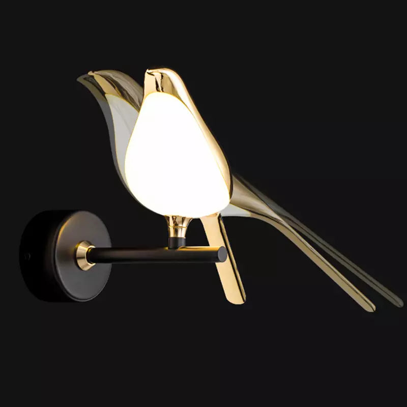 Moderne Vogel Wandlampe - Drehbare Gold LED Wandleuchte