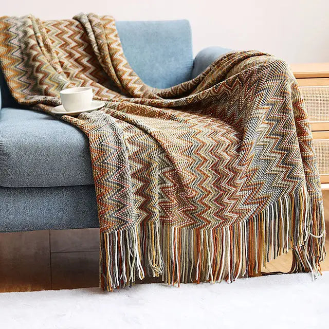 Boho Plaid Decke & Ecksofa Überwurf - Zuhause, Hotel, Reise, Picknick Essentials