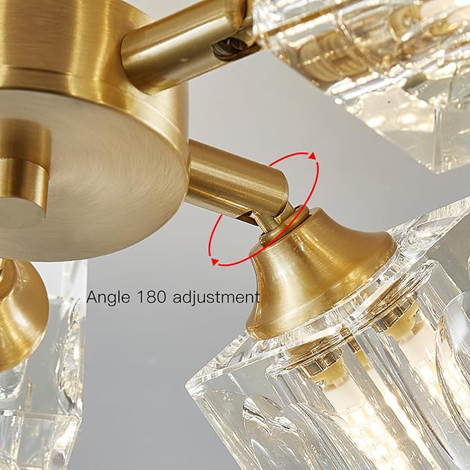Kristall-Deckenleuchte mit goldfarbigem Semi Flush Mount