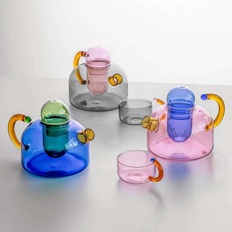3-teiliges Color Pop Teekannen- und Tassen-Set