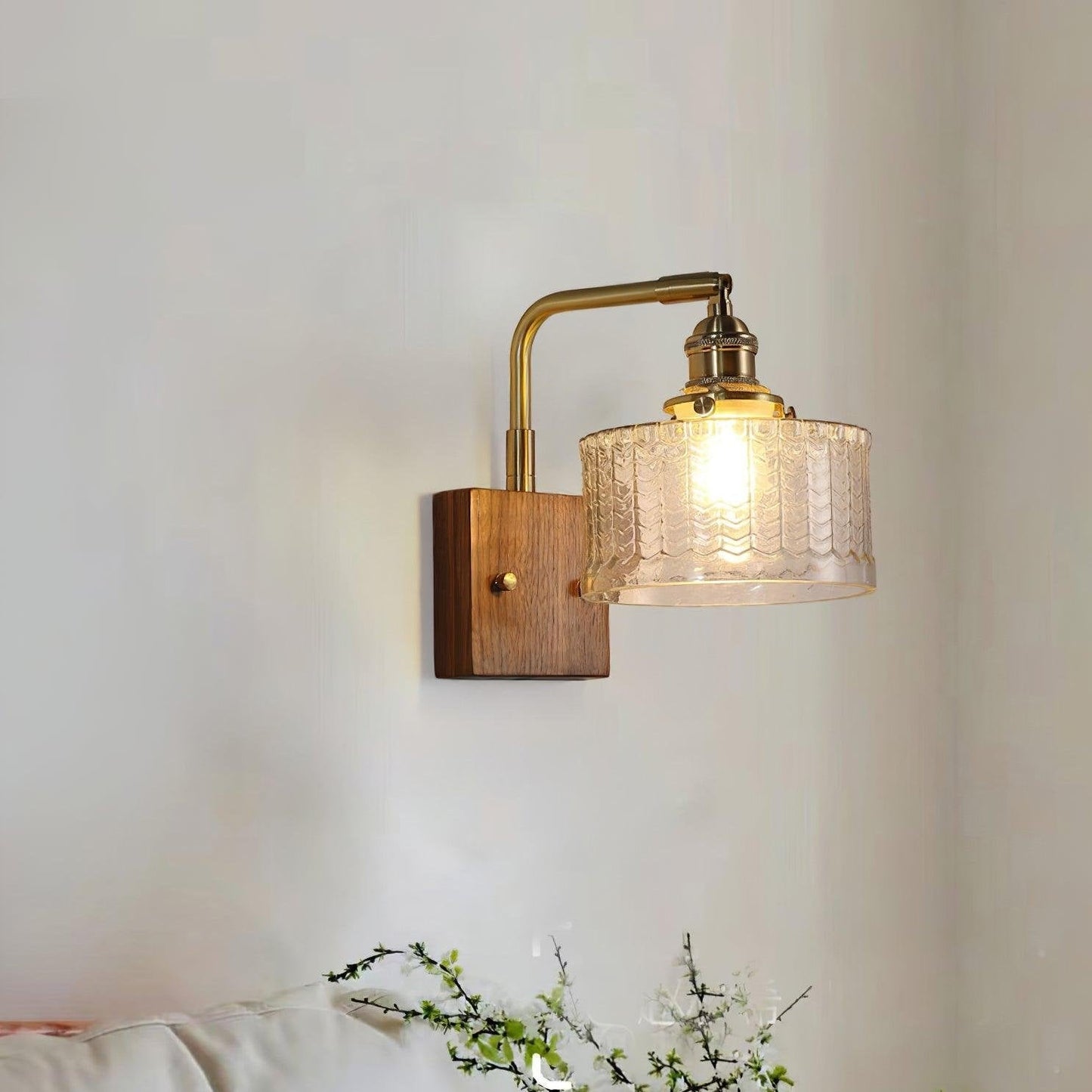 Garduru Wandleuchte – Rustikale Glas- und Holz-Wandleuchte mit vintage Charme
