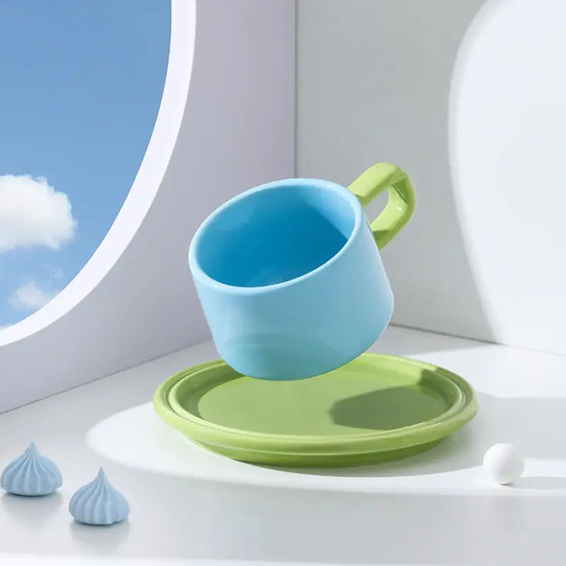 Color Wheel Kaffeetassen-Set – Buntes Design mit Untertassen – Spülmaschinen- & Mikrowellengeeignet