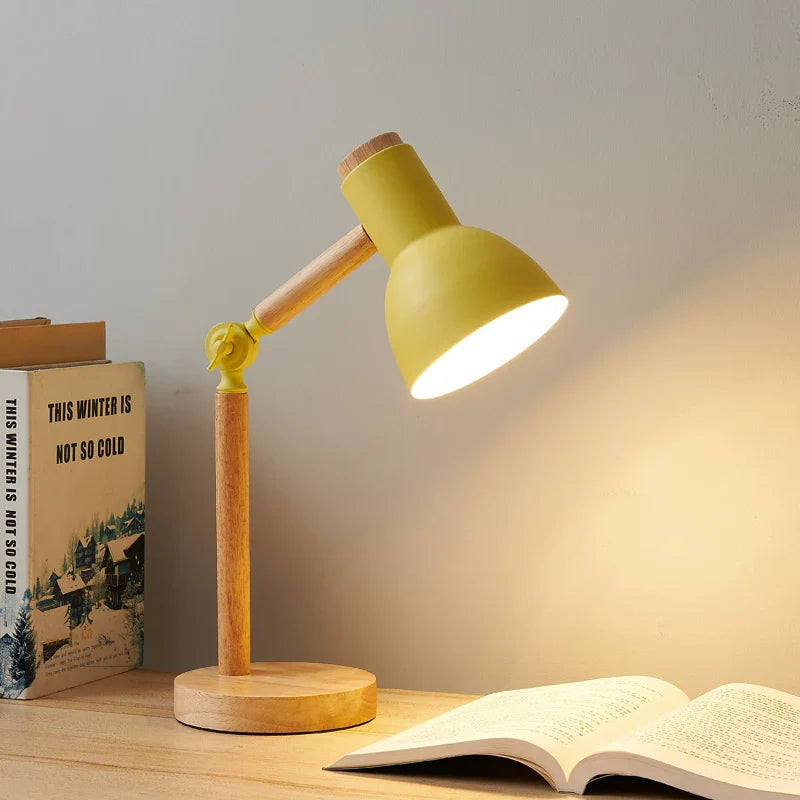 Nordique Lampe - Verstellbare Holz-LED-Schreibtischleuchte für Studium & Schlafzimmer