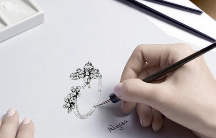 BloomBee Sterlingsilber verstellbarer Fingerring – Bienen- und Gänseblümchen-Design